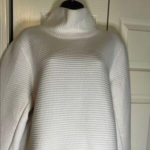 All In Motion Cream Quilted Turtleneck Side Zippers Long Sleeve Sweatshirt XXL
